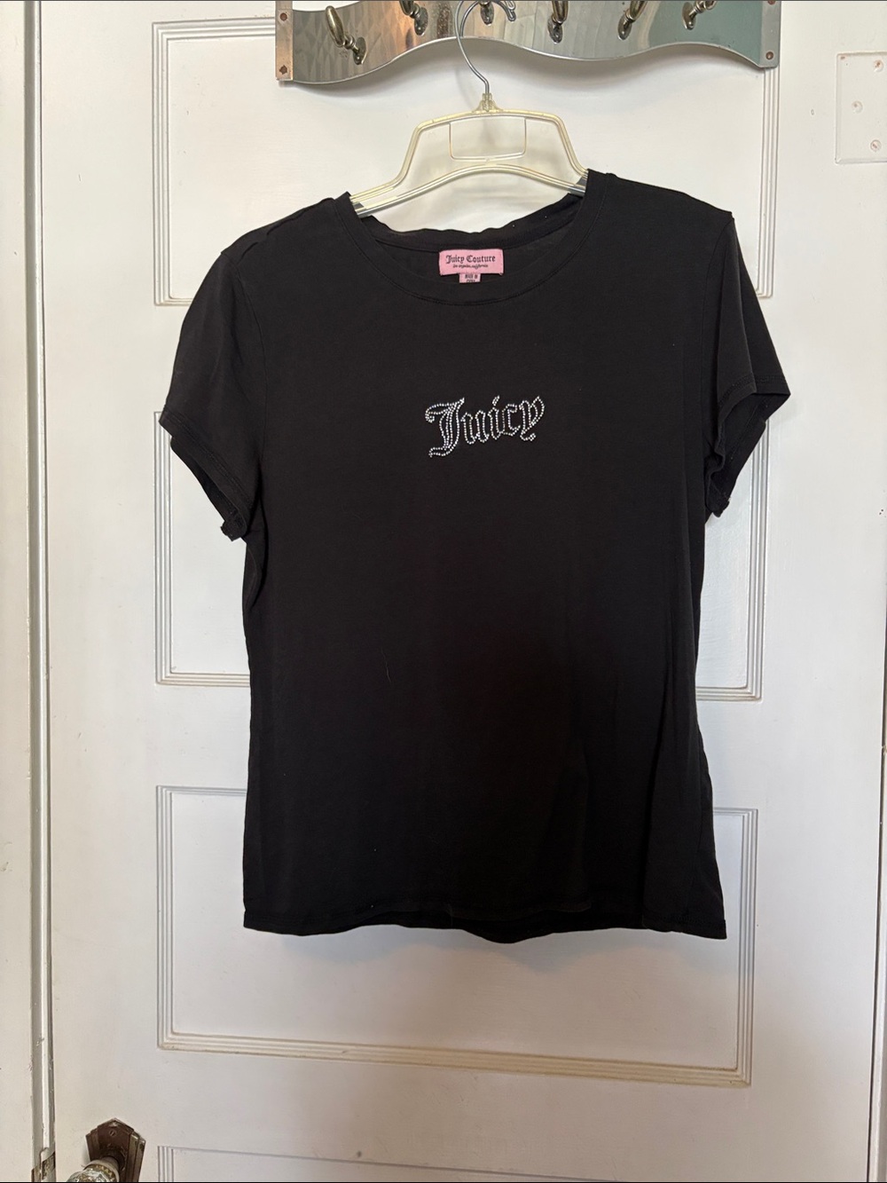 Juicy Couture Black Tee with Jeweled Logo Size XL